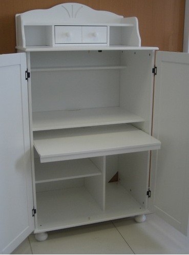 Pc Schrank Aus Massiver Kiefer Weiss Lackiert