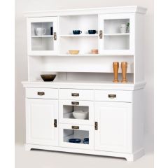 Buffet, Sidebord mit Aufsatz, Schrank Kiefernholz weiß lackiert