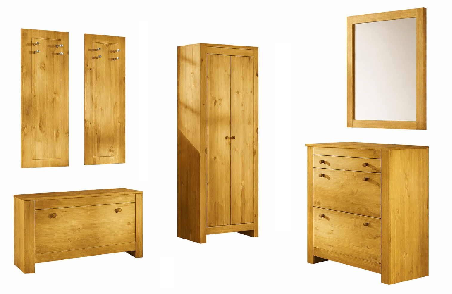 6-tlg. Garderoben-Set aus massiver Kiefer